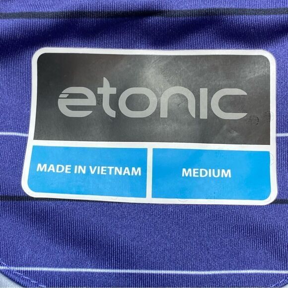 Etonic Short Sleeve Polo Purple with White Black Strip New With Tags S-Medium - Picture 3 of 9